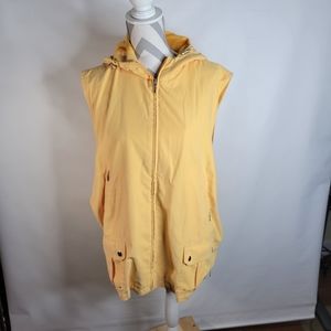 Talbots Hooded Vest Snap pockets Zip front Poly/nylon Mesh Lined Size XL
